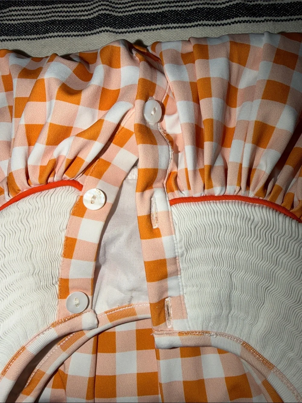 Orange Gingham dress with 'GO VOLS' Smocked.